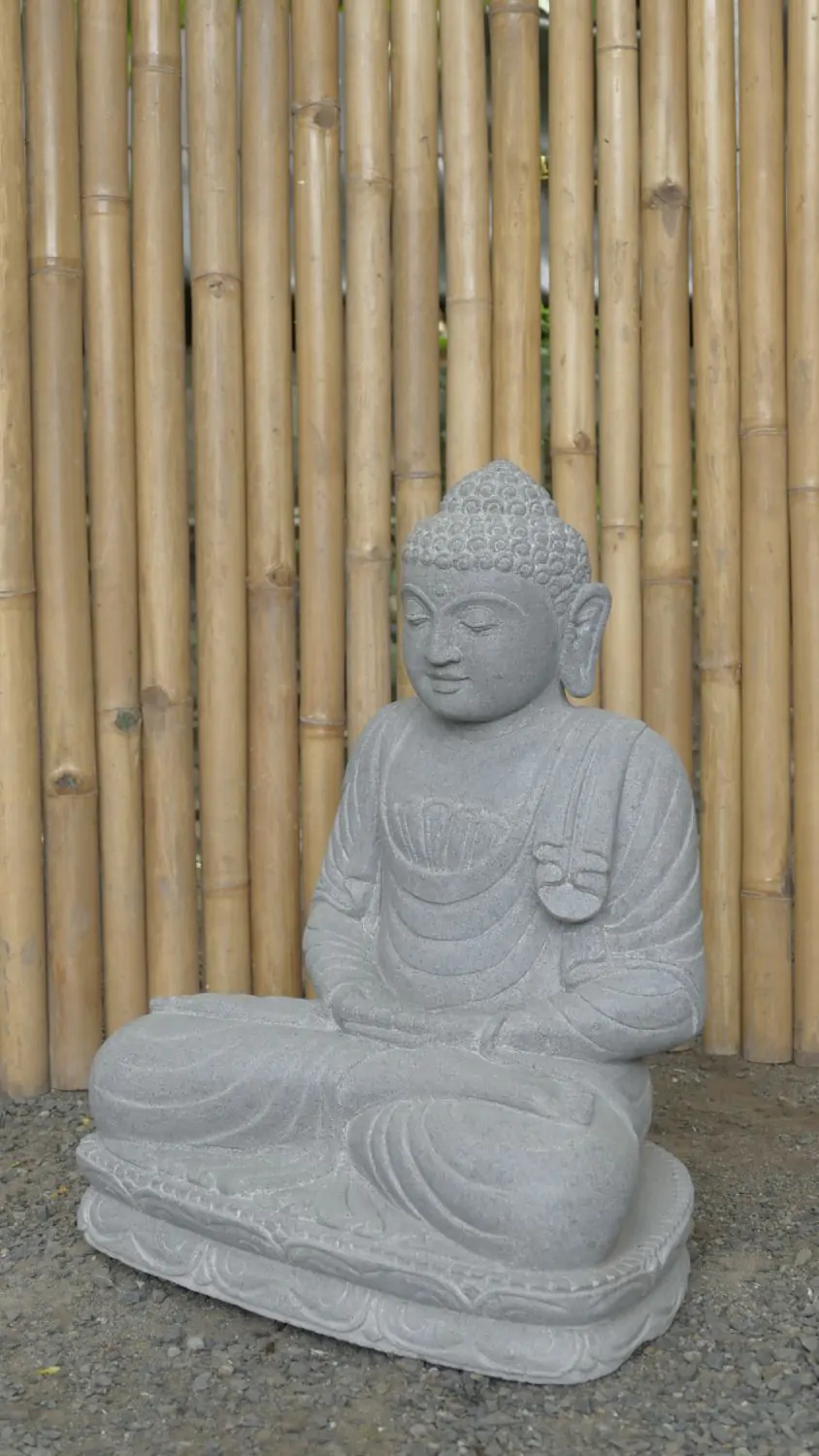  Product image 2 of the product “Seated Buddha made of Riverstone in Dhyana position - gesture of meditation, 59cm height, natural ”